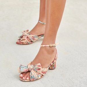 Loeffler Randall Dahlia Bow Low Heel with Ankle Strap in Floral